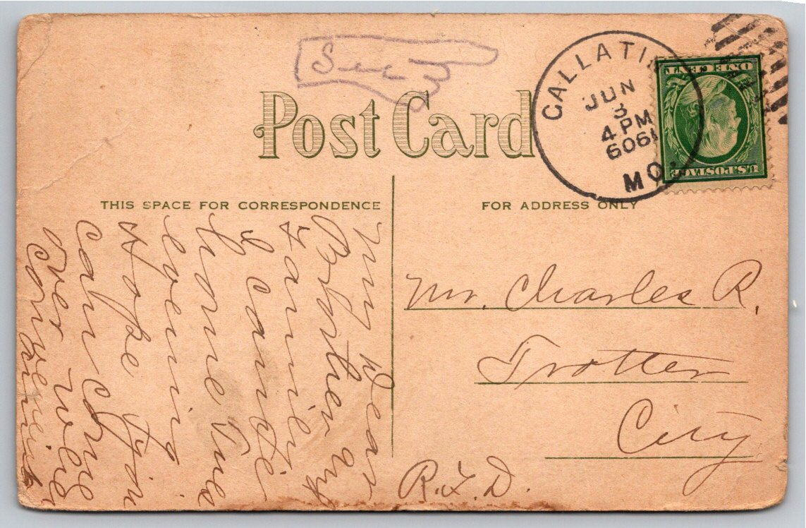 Vintage 1909 St. Louis Forest Park Postcard: Horse-Drawn - Back / Reverse View