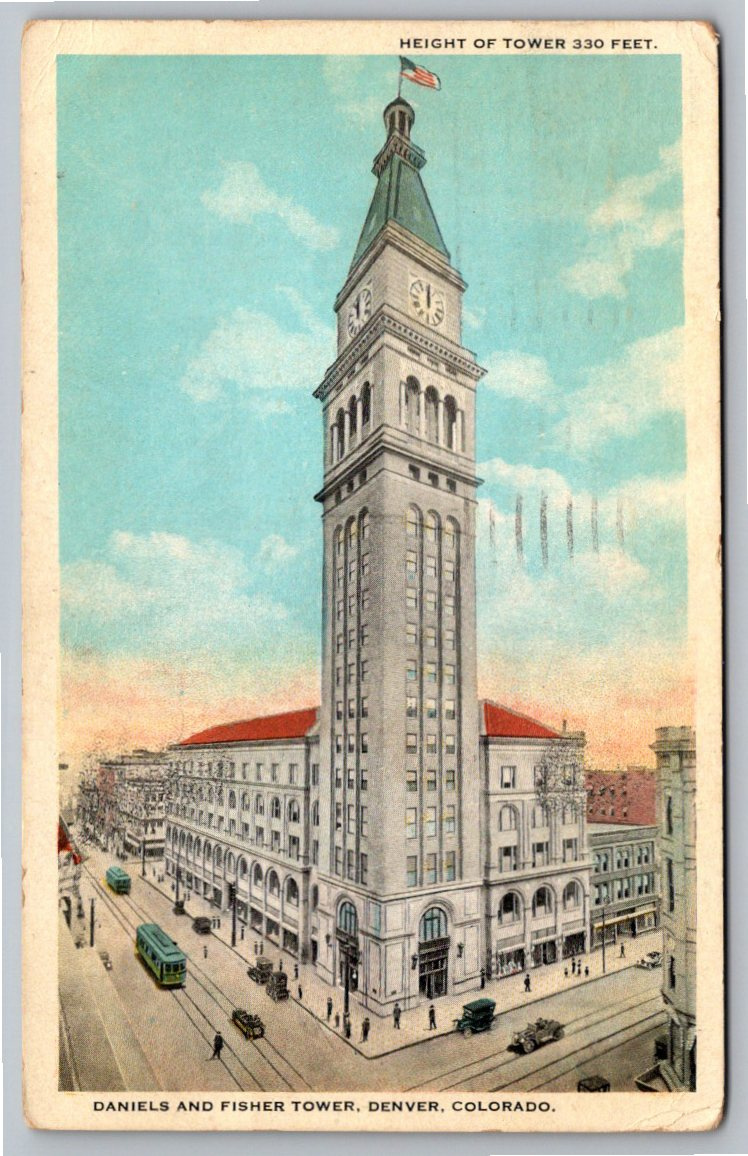 1923 Daniels & Fisher Tower Denver Colorado Vintage Postcard