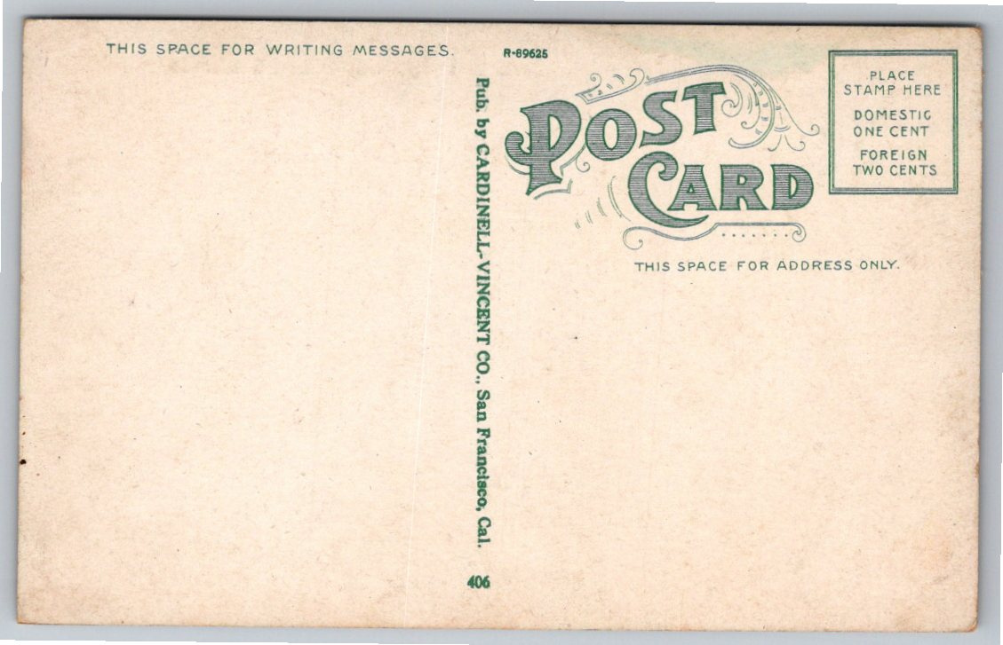 Vintage 1910s Carnelian Bay Lake Tahoe Cardinell Vincent Postcard - Back / Reverse View