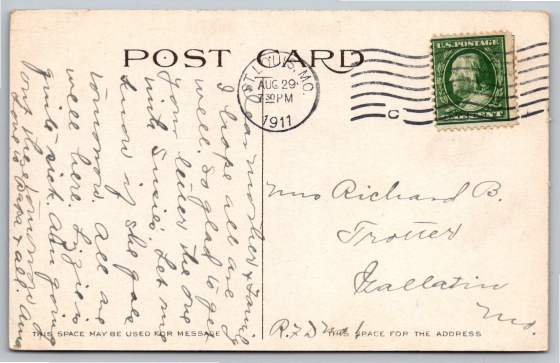 Vintage 1911 Meramec River Steel Truss Bridge St. Louis Postcard - Angle / View 2