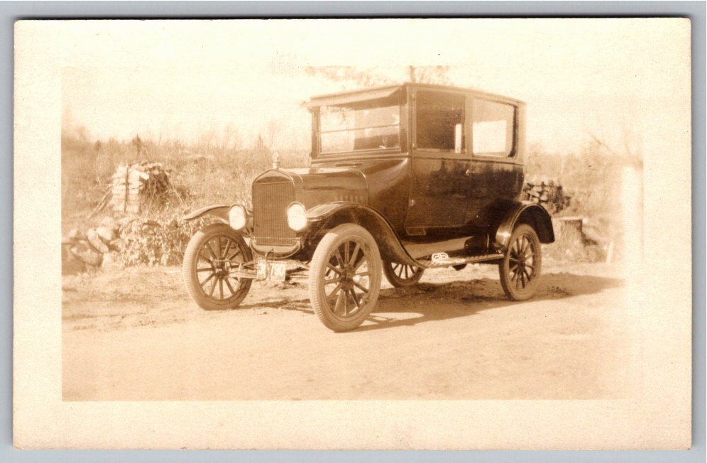 1920s Ford Model T Tudor Sedan Vintage Sepia Photograph Print
