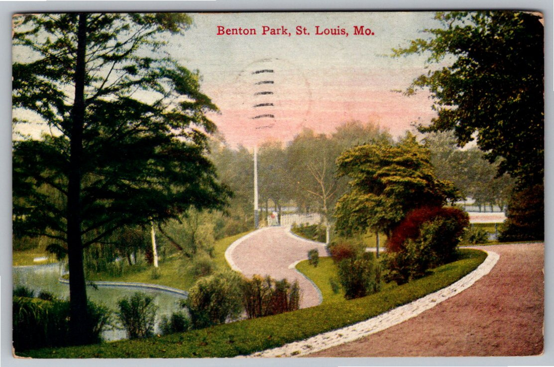 1908 Benton Park Lake Pathway St. Louis Missouri Vintage Postcard