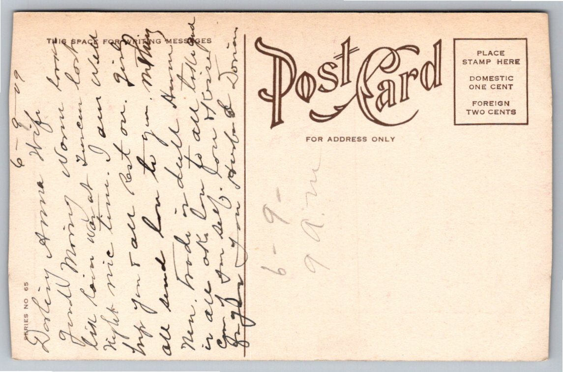 1909 Antique Stone Arch Bridge Postcard - A Quiet Spot Series - Back / Reverse View
