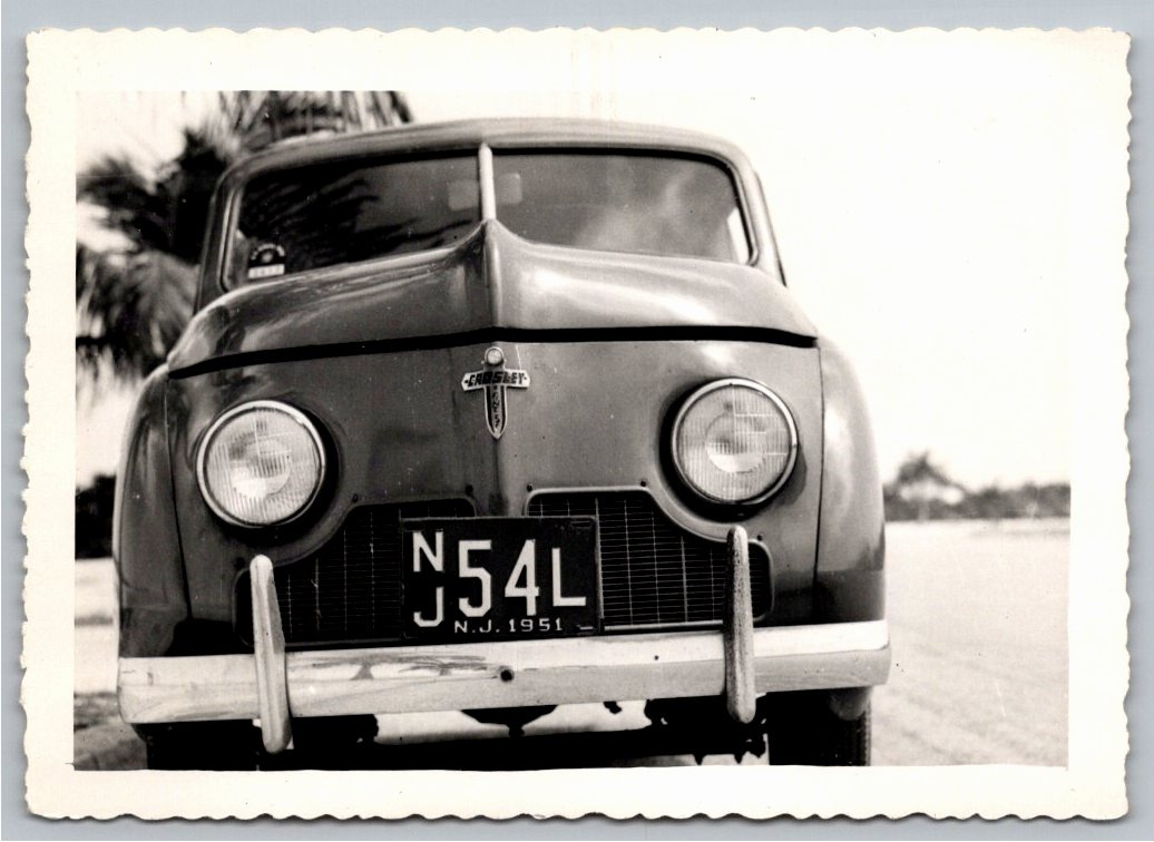 1951 Crosley Automobile B&W Photo with New Jersey License Plate