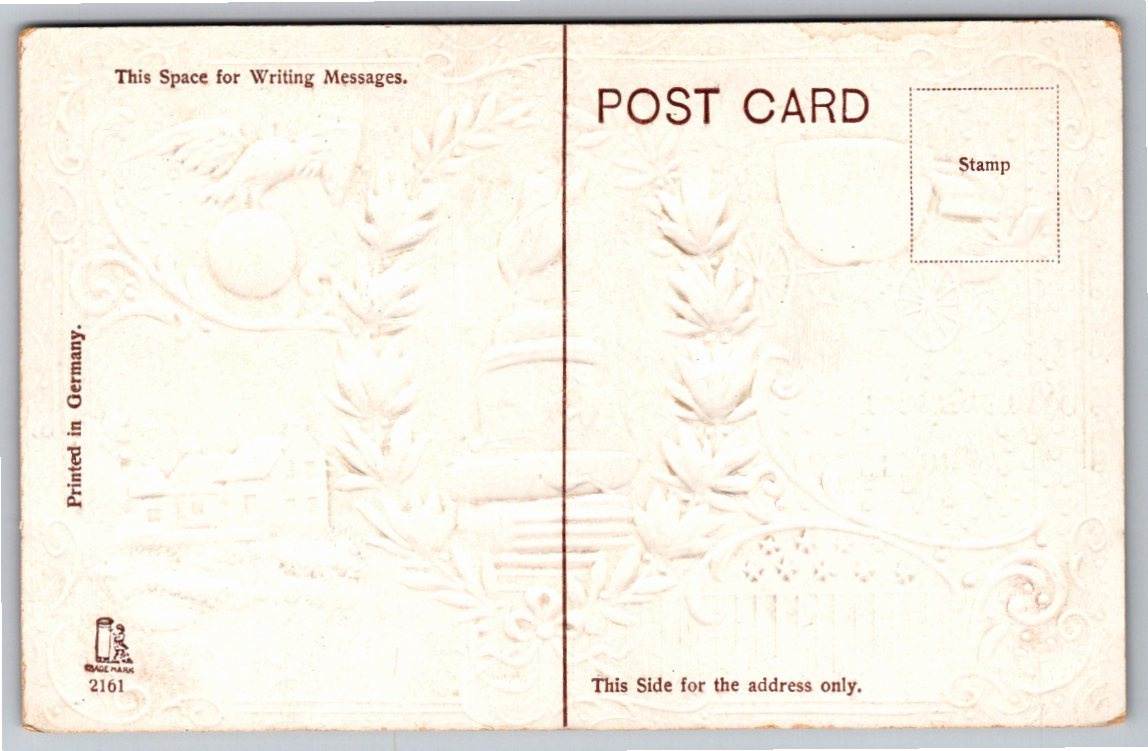 1900s Washington Monument & Coach Philadelphia Embossed Postcard - Back / Reverse View