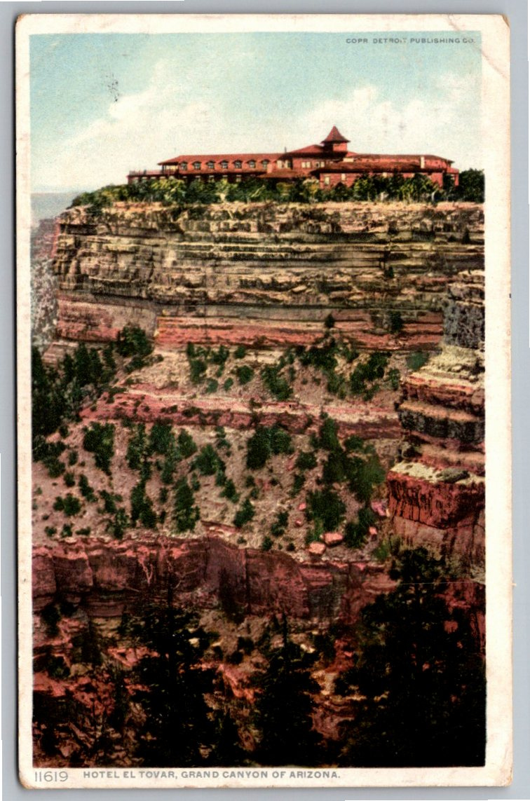 1911 Hotel El Tovar Grand Canyon Detroit Publishing Phostint Card
