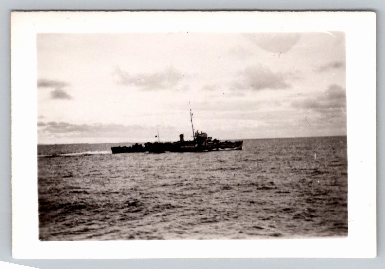 Vintage 1940s WWII Naval Destroyer Snapshot: Warship Patrol at