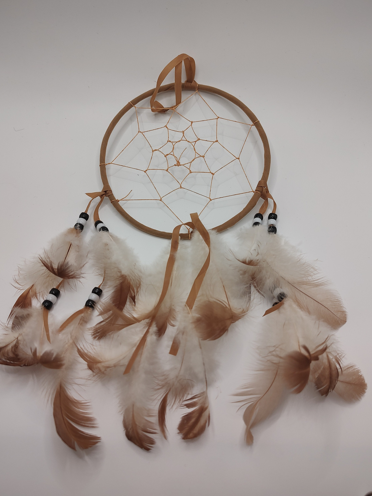 Vintage Native-Style Suede Hoop Dreamcatcher Wall Hanging - Back / Reverse View