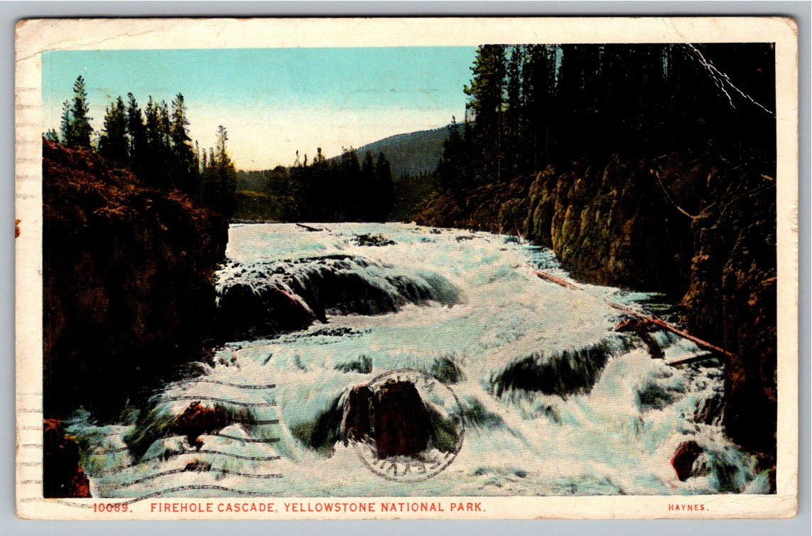 1928 Yellowstone Park Firehole Cascade Haynes Postcard