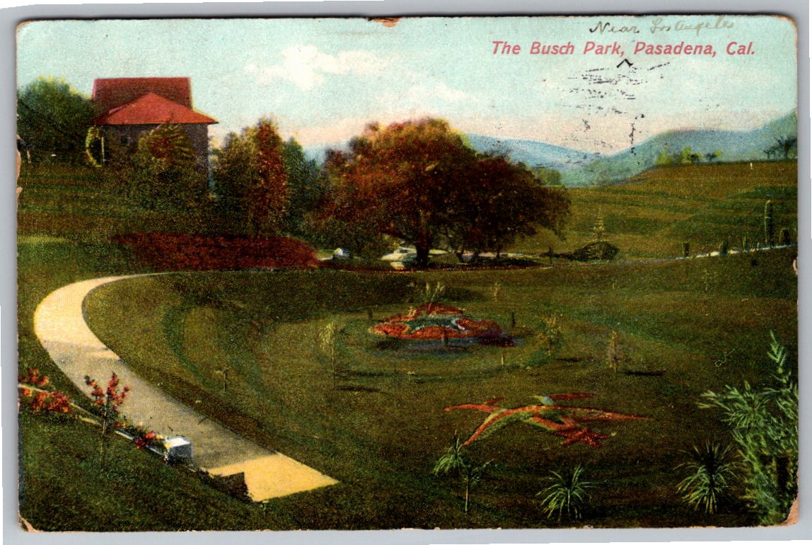 1910 Antique Postcard Busch Gardens Estate Pasadena California