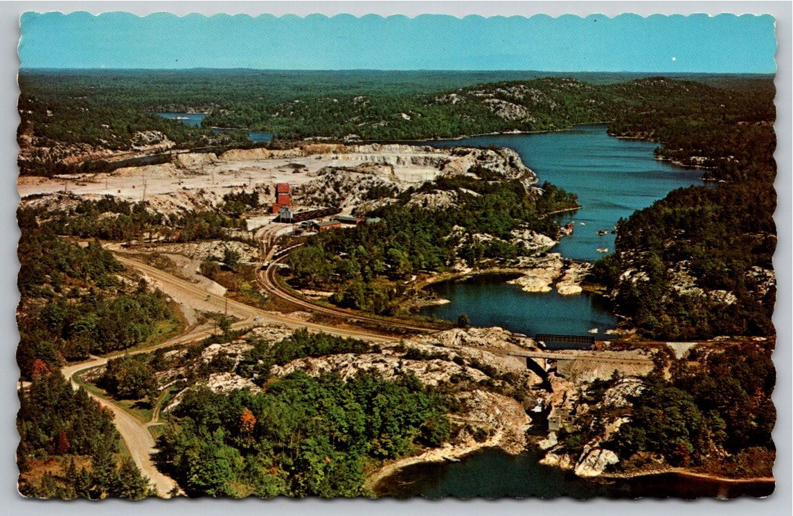 Vintage Highway 68 Whitefish Falls Ontario Aerial View Postcard