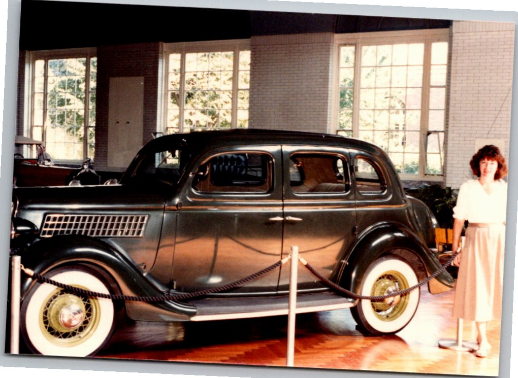 Vintage 1980s Color Snapshot: 1930s Ford Sedan Museum Exhibit