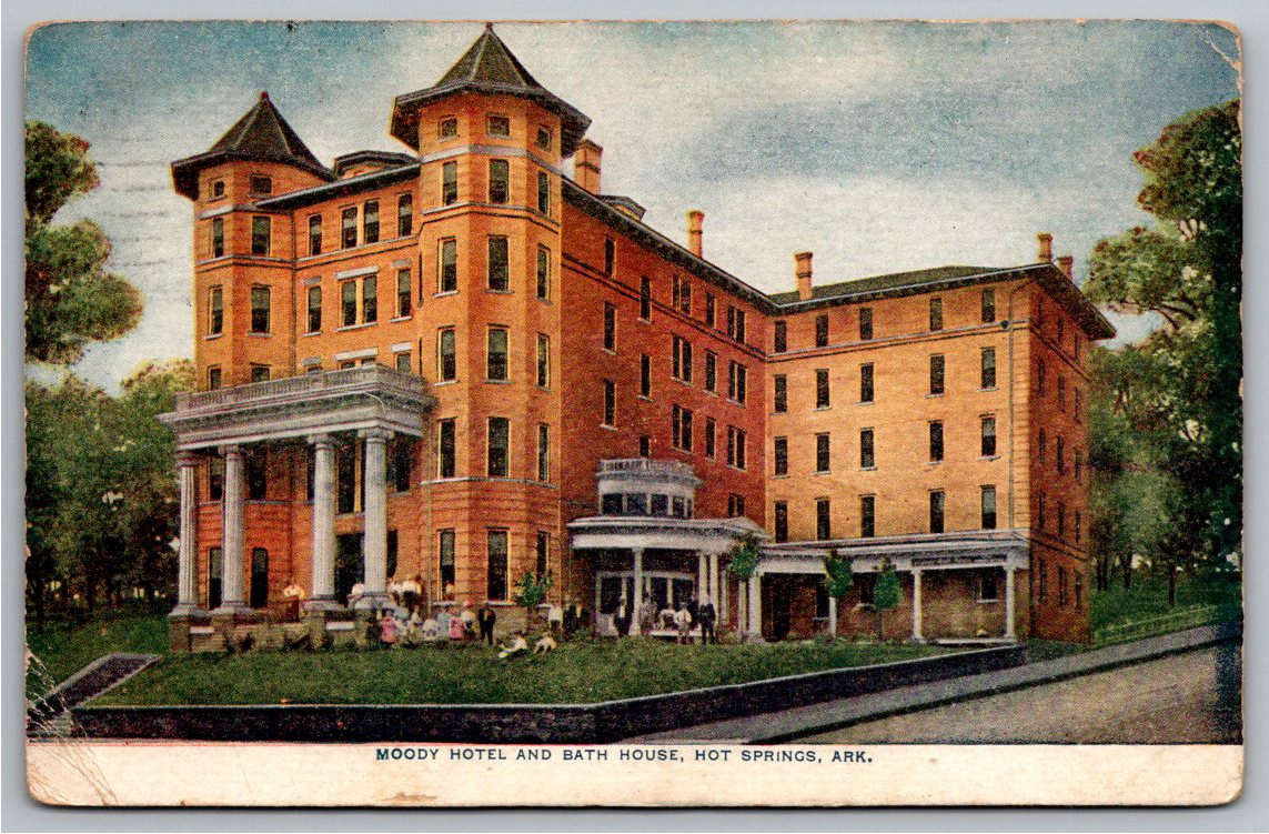 Vintage 1910 Moody Hotel & Bath House Postcard | Hot Springs