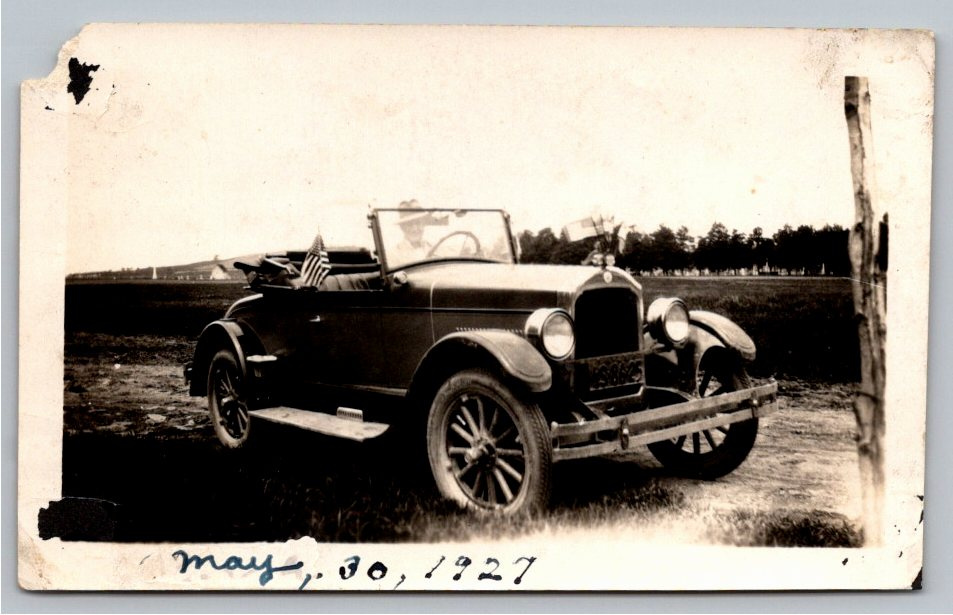 Vintage 1927 Star Roadster Convertible Memorial Day B&W Snapshot