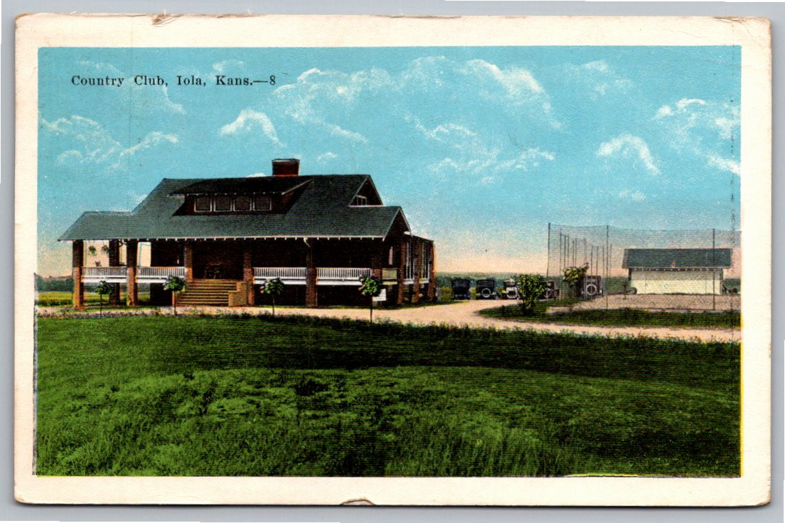 Vintage 1946 Iola Kansas Country Club Clubhouse Postcard History