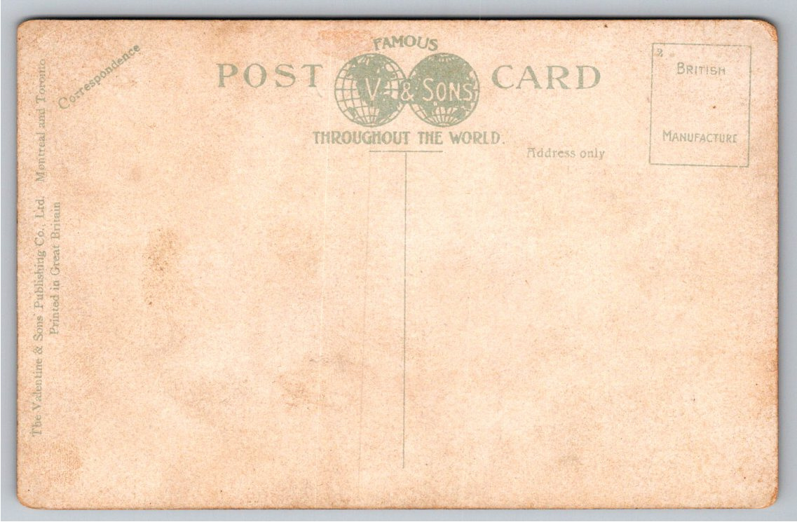 Vintage 1908 CPR Station Winnipeg Postcard by Valentine & Sons - Back / Reverse View