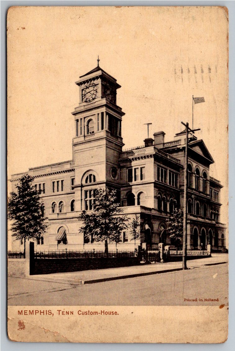 1908 Memphis Tennessee Custom House Raphael Tuck Silverette