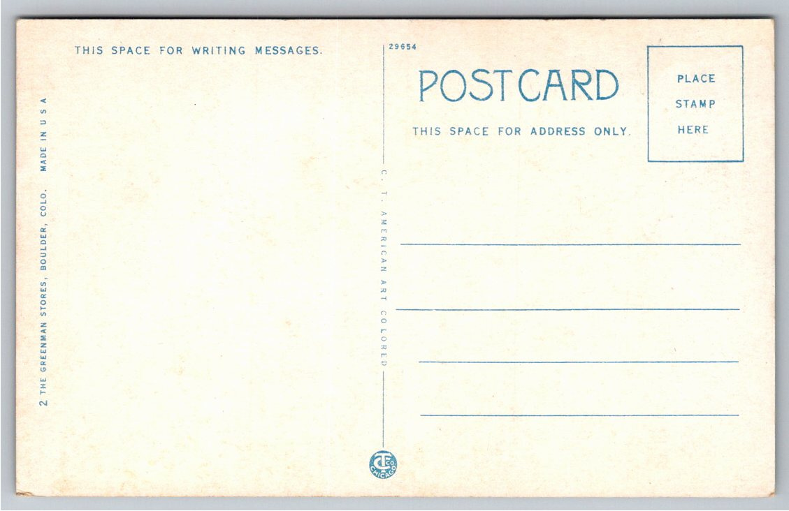 1910s Royal Arch Boulder Colorado Vintage Postcard | Chautauqua - Back / Reverse View