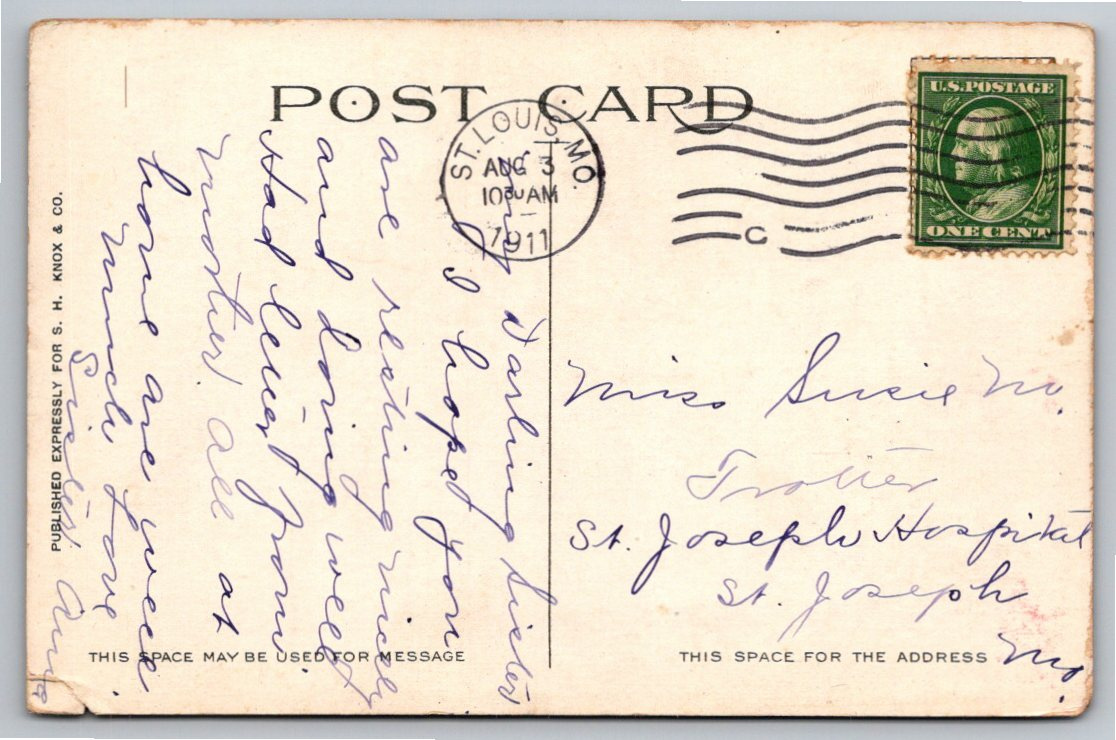 1911 St. Louis Mississippi River Bluffs Railroad Track Postcard - Angle / View 4