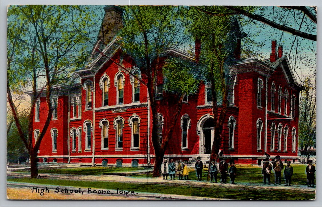Vintage 1917 Boone Iowa High School Postcard | Historic Brick