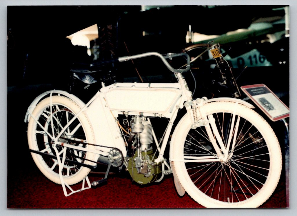 Vintage 1980s Color Photo: Early Antique Motorized Bicycle Museum