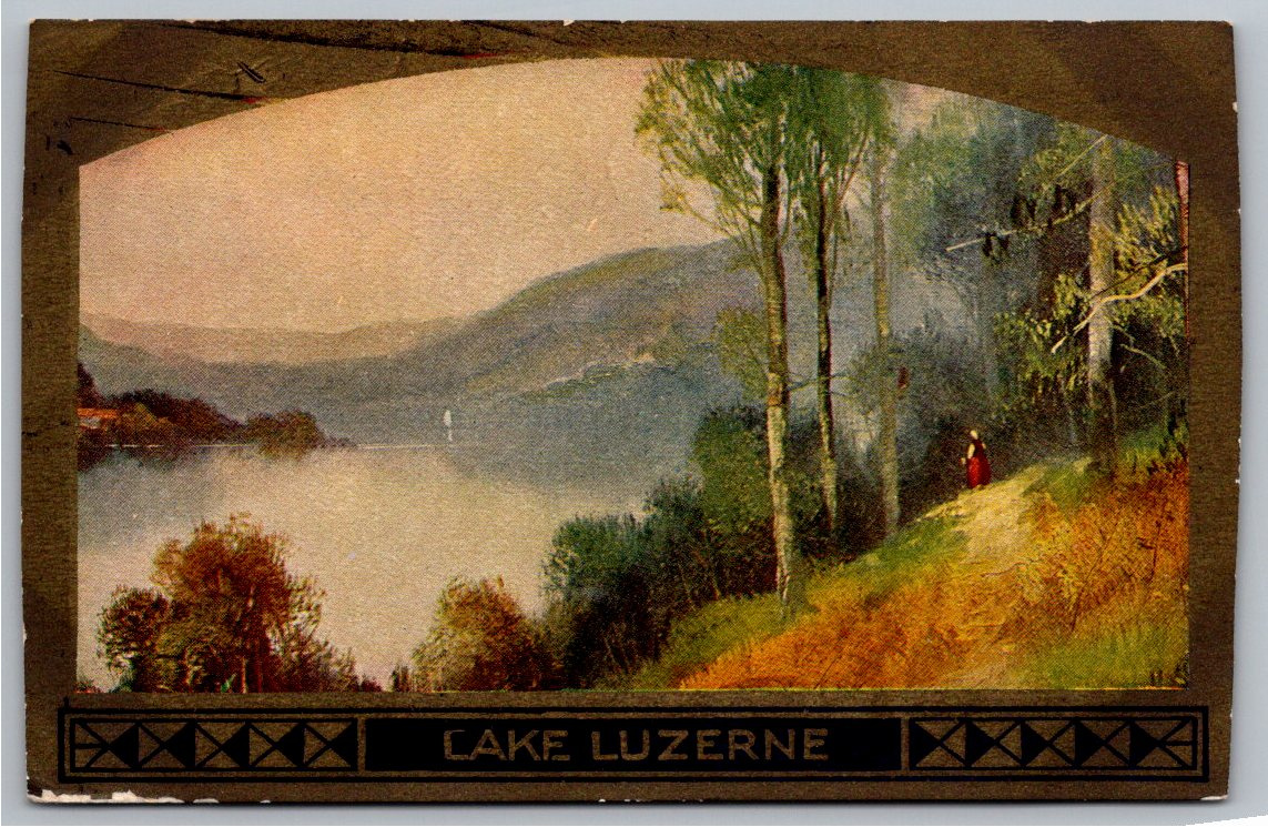 1909 Lake Luzerne Adirondacks New York Scenic Shoreline Postcard