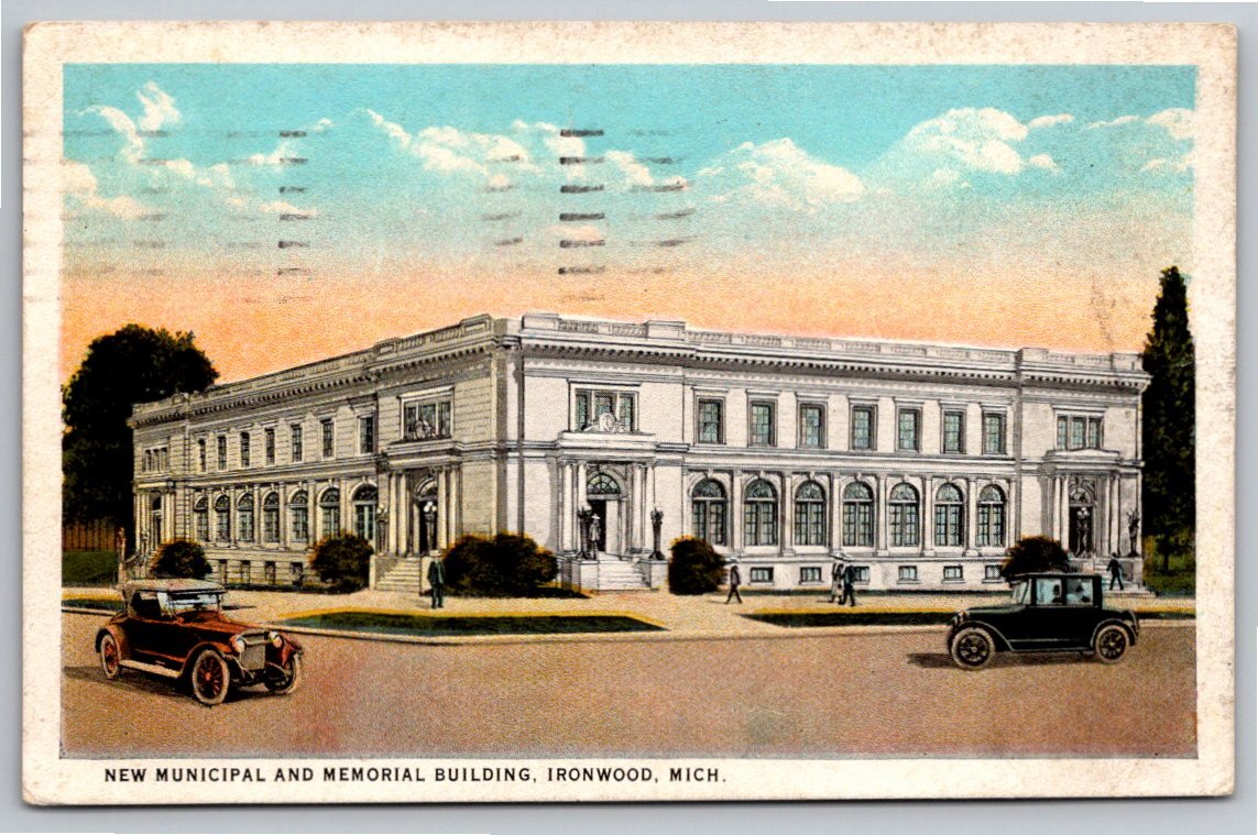 Vintage 1923 Ironwood Michigan Municipal Memorial Building