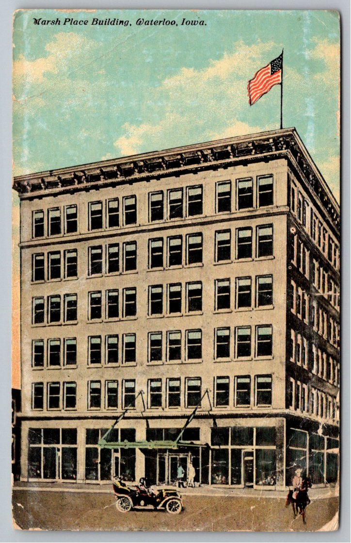 1910s Marsh Place Building Postcard | Early Waterloo, Iowa