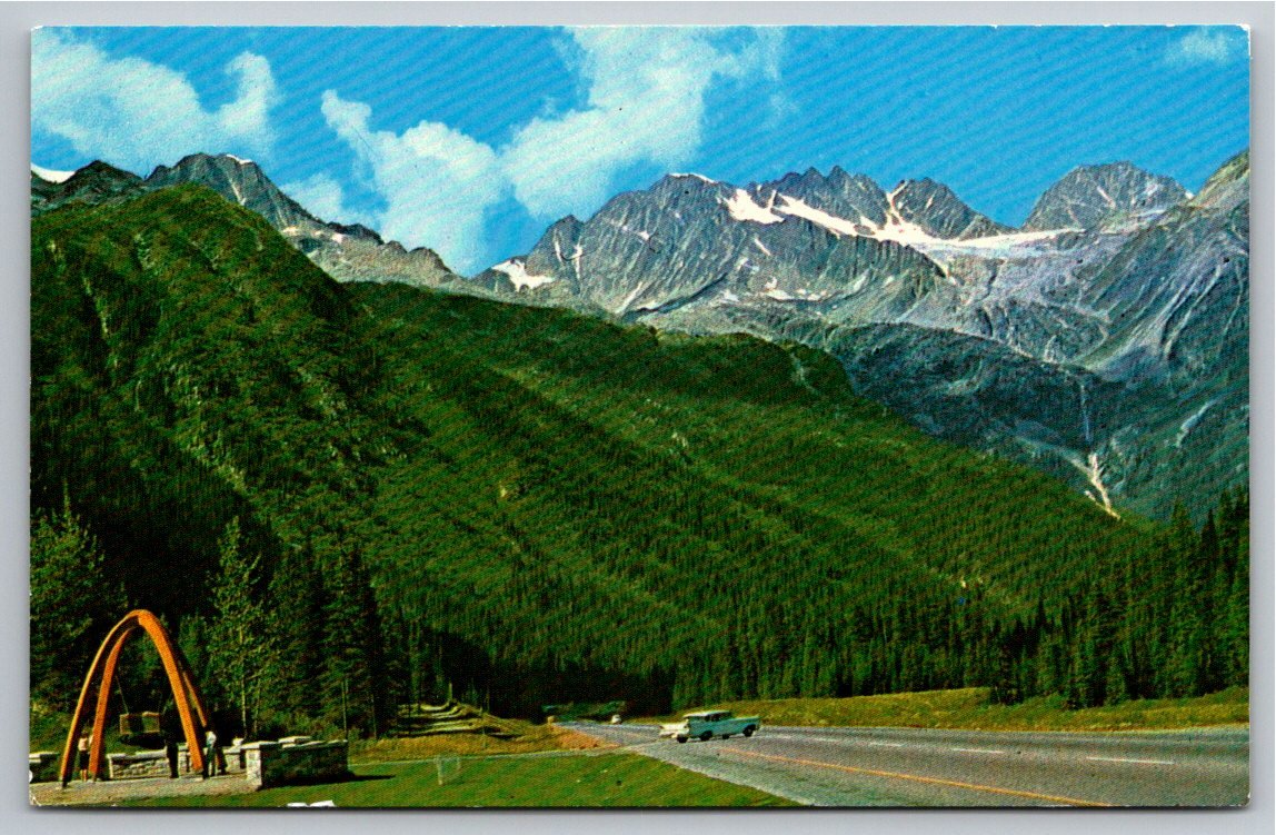 Vintage Rogers Pass Postcard: Trans-Canada Highway BC Summit