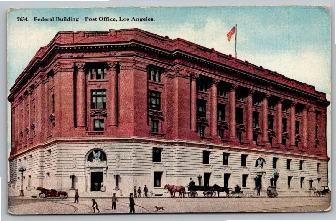 Antique 1900s Los Angeles Federal Building Post Office Postcard