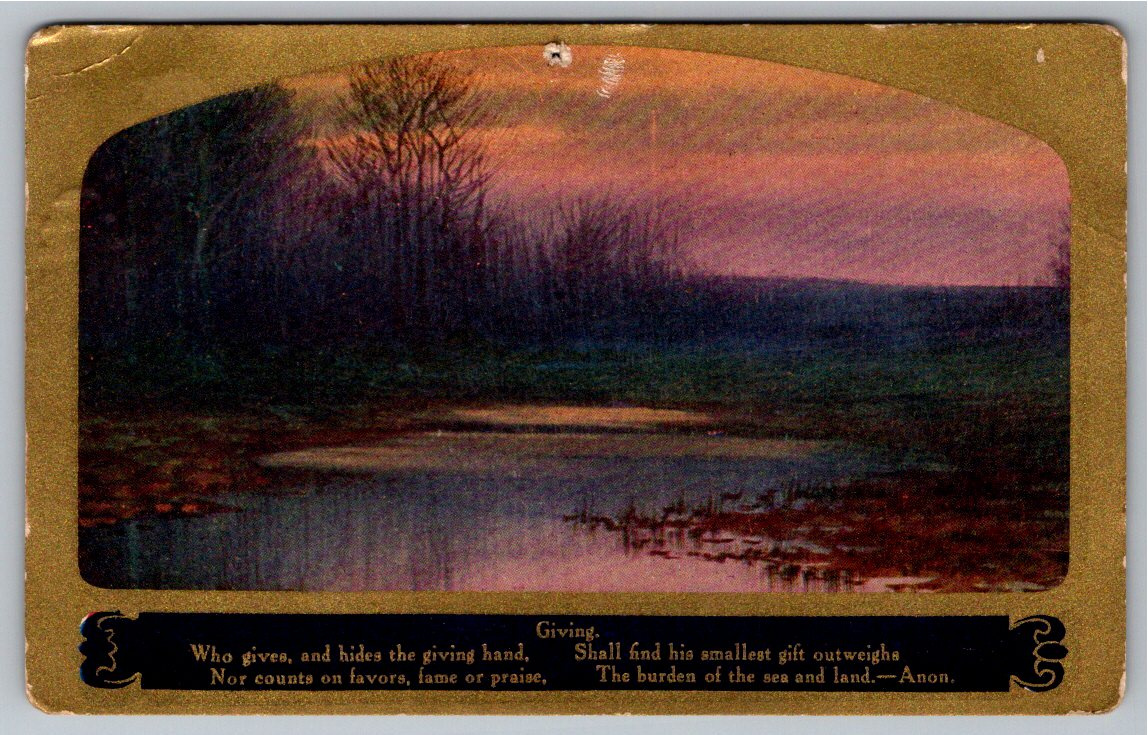 1909 Antique Moonlight Landscape Postcard with Poetry to Olathe