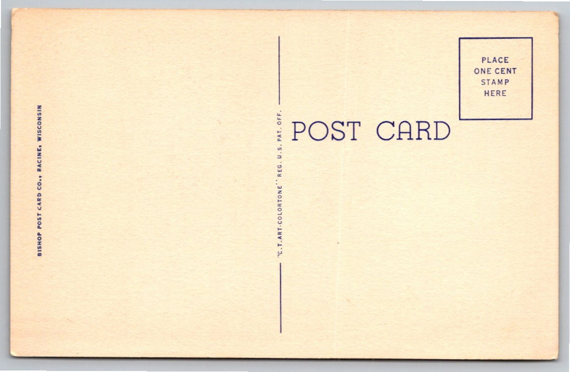 Vintage 1938 Madison Wisconsin Capitol Dome Night Postcard - Back / Reverse View
