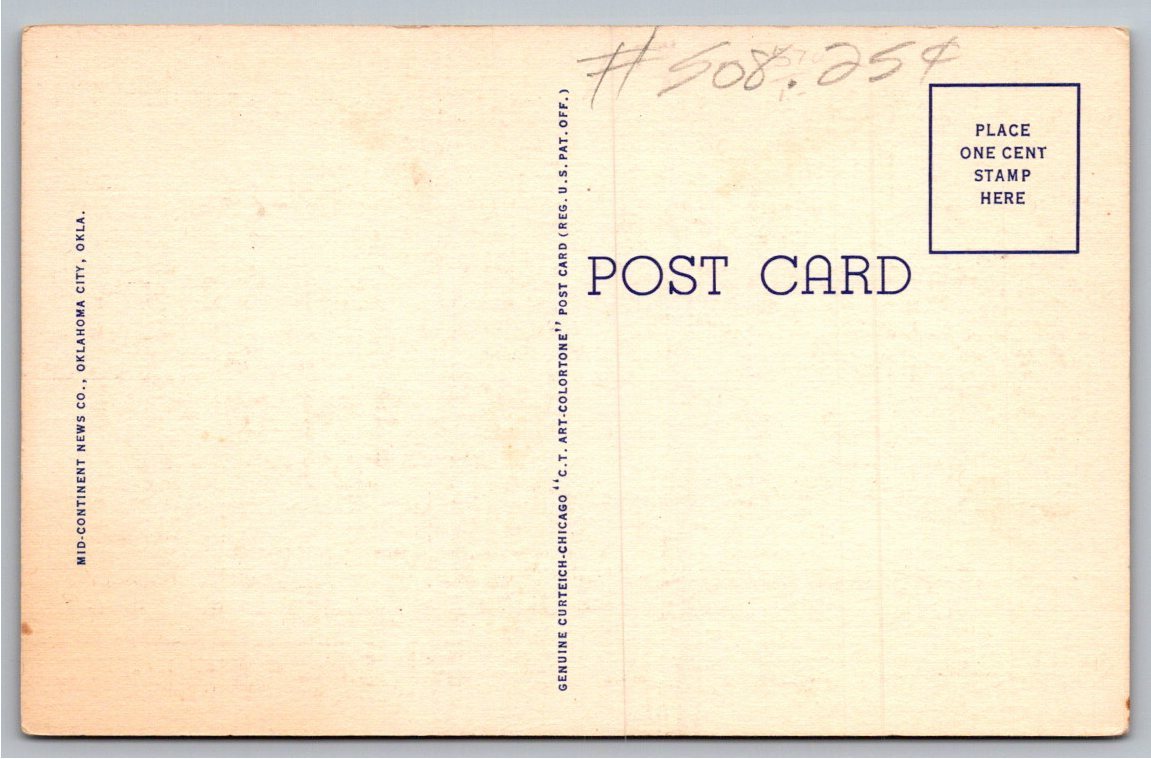 1940s Oklahoma City Skyline Ramsey Tower Vintage Postcard - Back / Reverse View