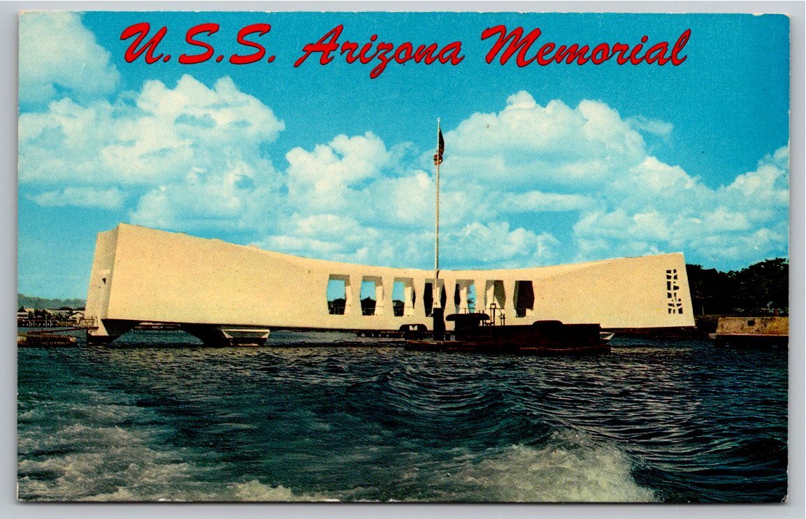 Vintage U.S.S. Arizona Memorial Pearl Harbor Hawaii Postcard