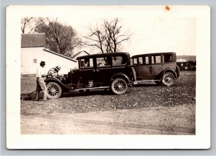 1929 REO Sedan Auto Mechanic Engine Repair Vintage B&W Snapshot