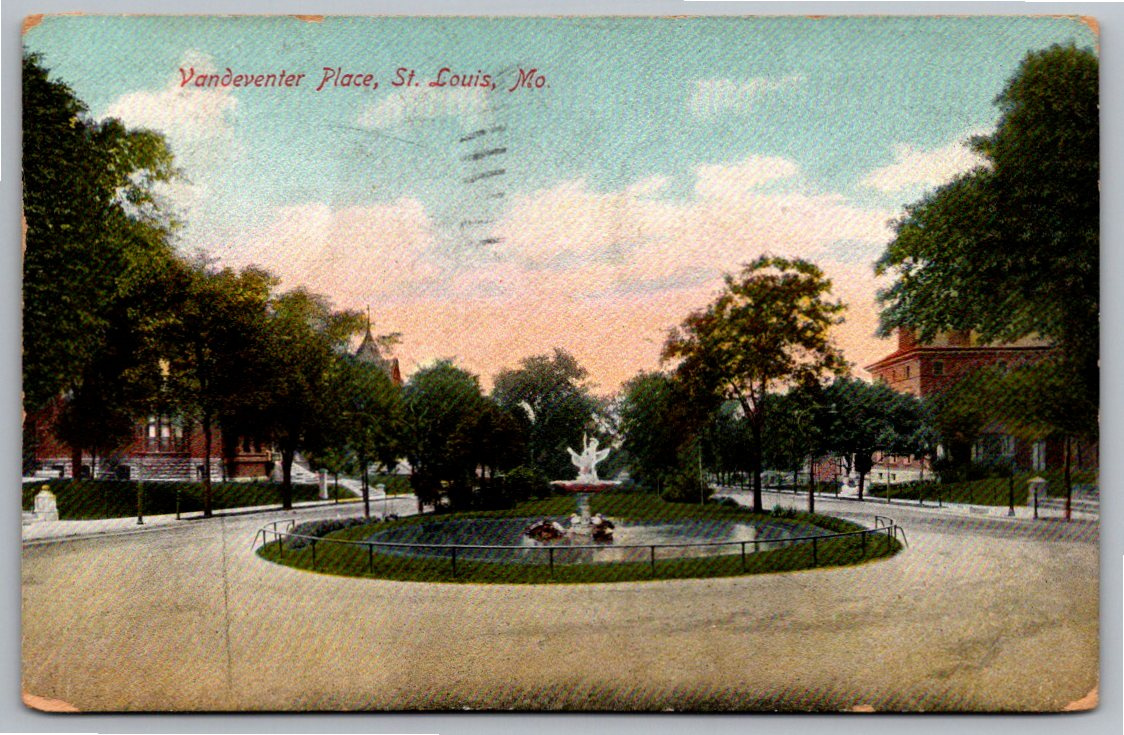 1907 Vandeventer Place Fountain St. Louis Missouri Color Postcard