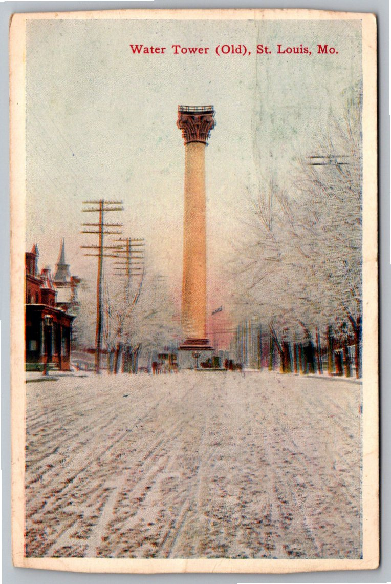 1908 St. Louis Old Water Tower Vintage Postcard: Grand Ave