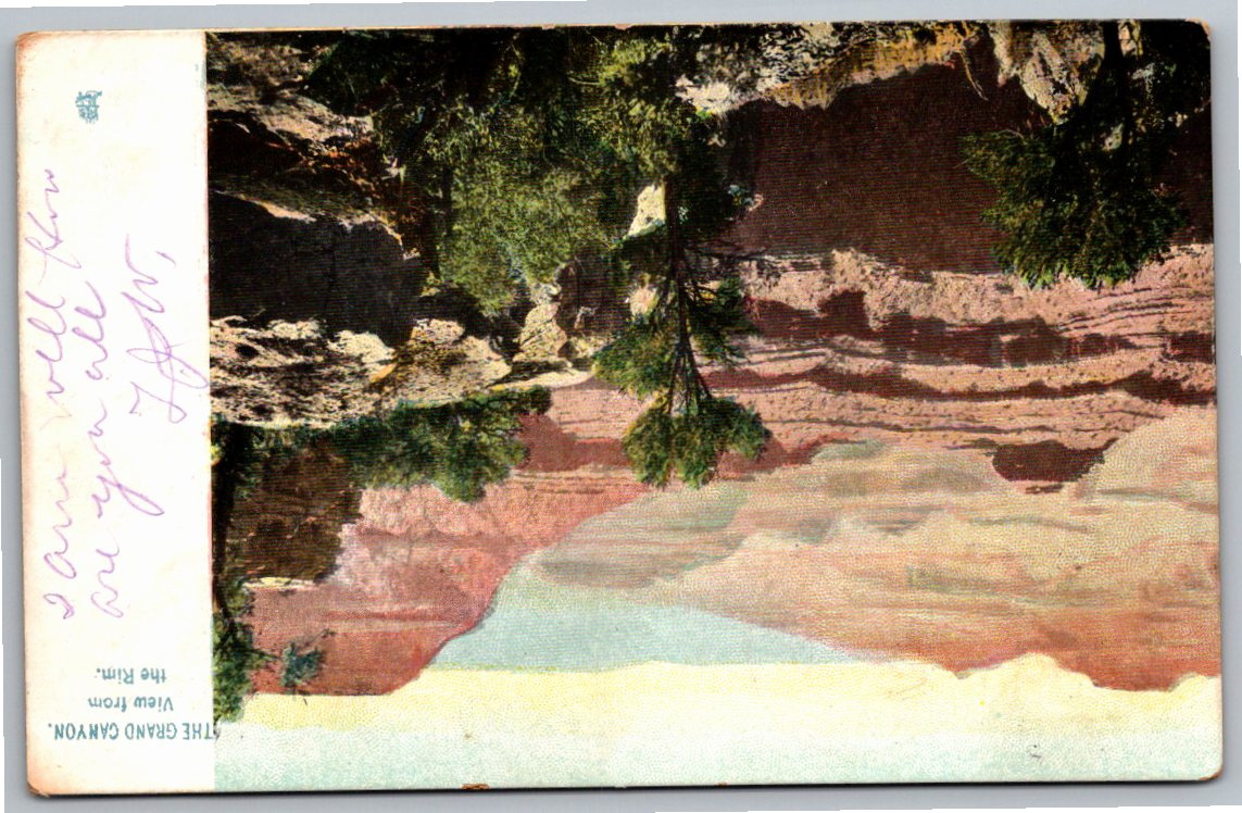 1909 Antique Grand Canyon View From Rim Raphael Tuck Postcard