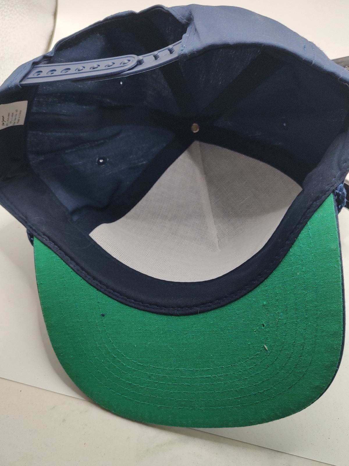 Vintage Hasty Mart BP Dillard GA Navy Snapback Trucker Hat - Angle / View 2