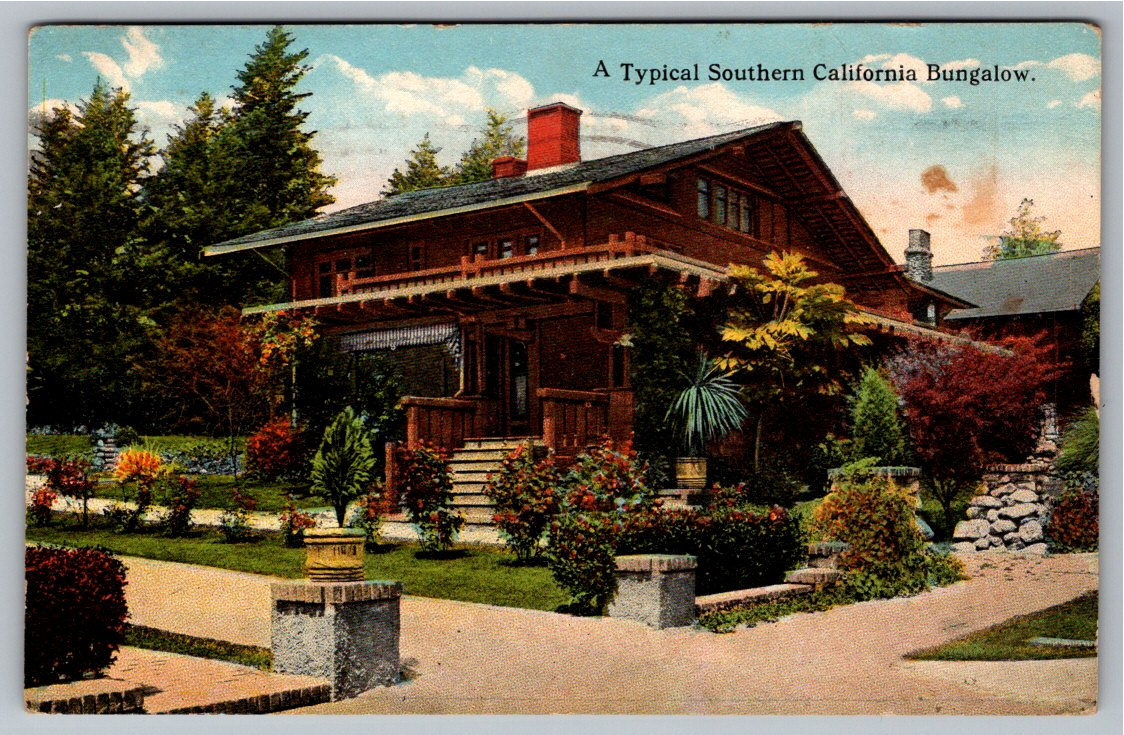 1912 Southern California Craftsman Bungalow Vintage Postcard