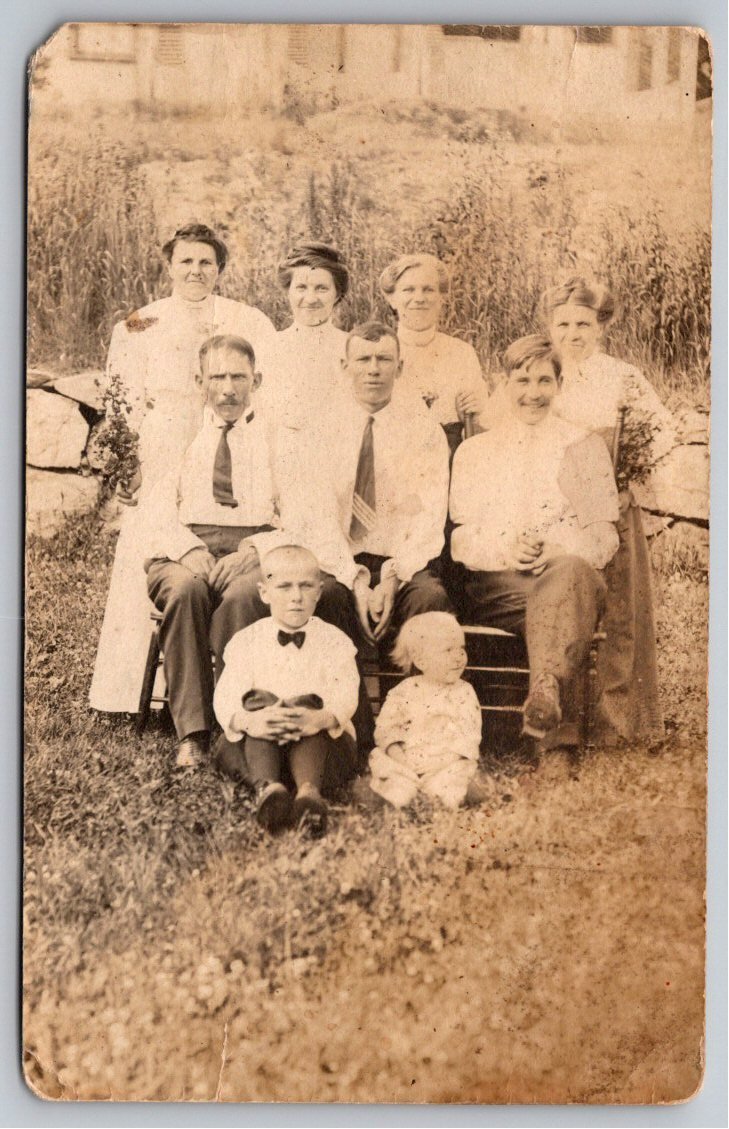 Antique Early 1900s Family Portrait Outdoor RPPC AZO Postcard