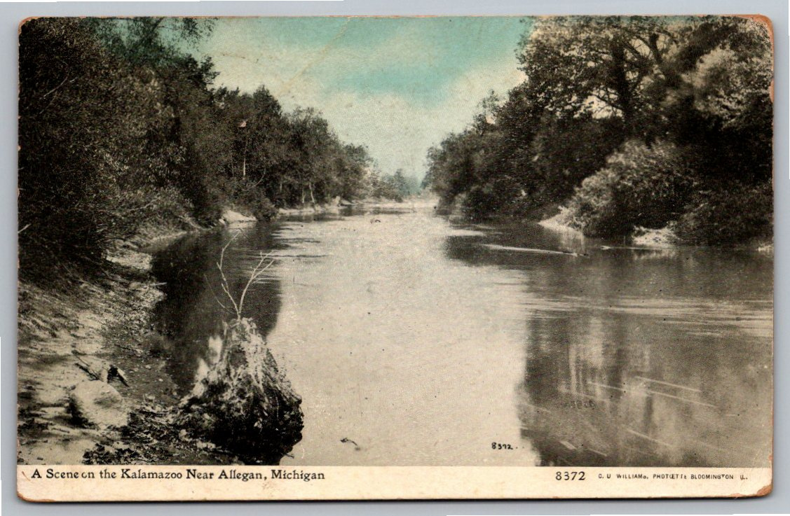 Vintage 1910 Kalamazoo River Near Allegan Michigan Tinted