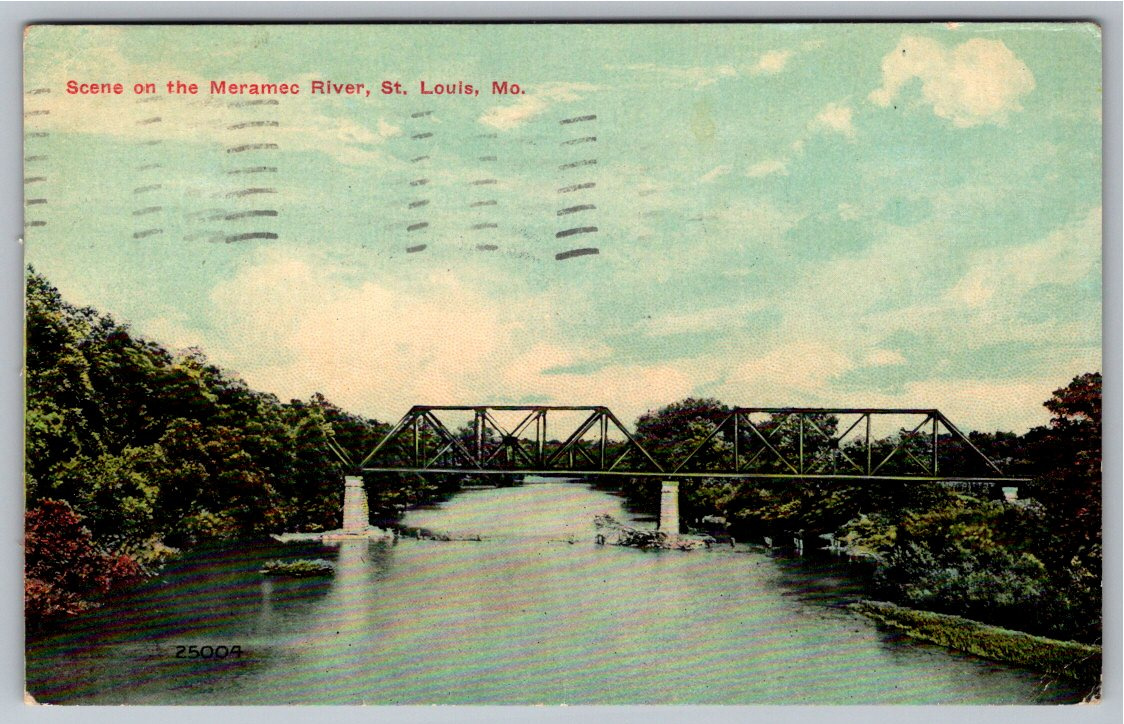 Vintage 1911 Meramec River Steel Truss Bridge St. Louis Postcard