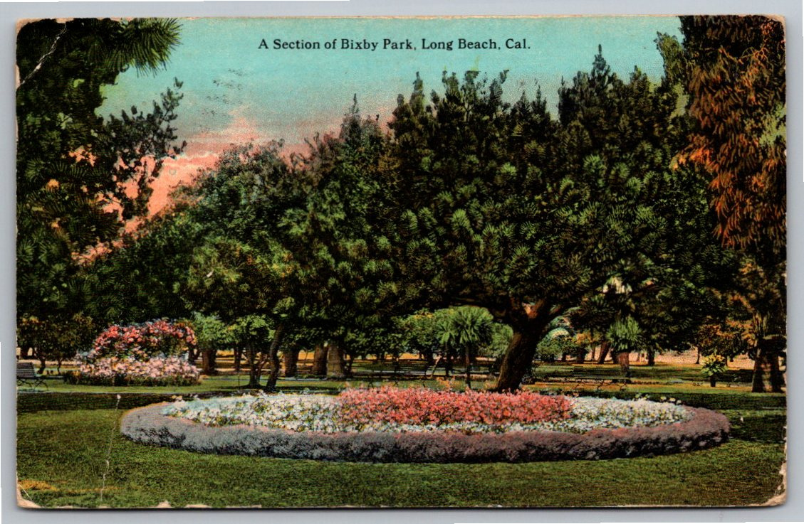 Vintage 1923 Bixby Park Postcard | Long Beach, California Gardens