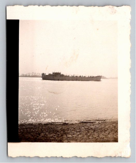 Vintage 1940s WWII US Navy LST Landing Ship Tank Photo Snapshot