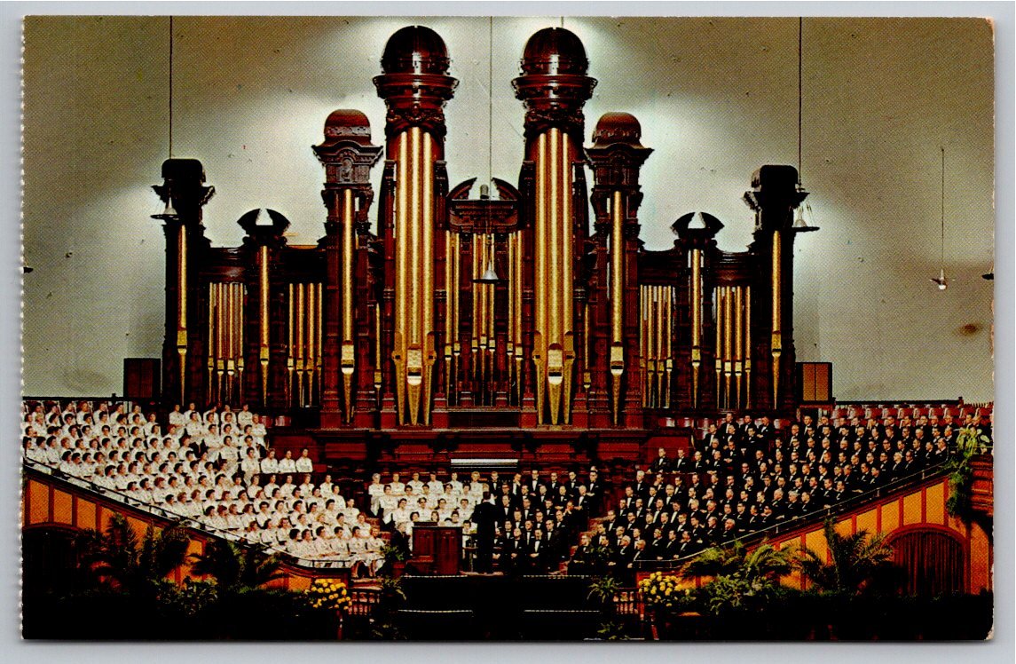 Vintage Mormon Tabernacle Interior Postcard | Salt Lake City