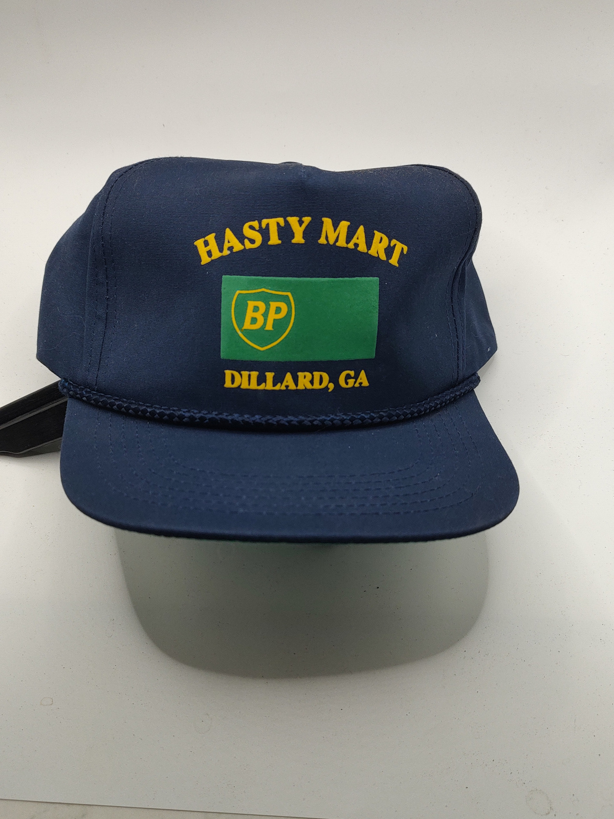 Vintage Hasty Mart BP Dillard GA Navy Snapback Trucker Hat