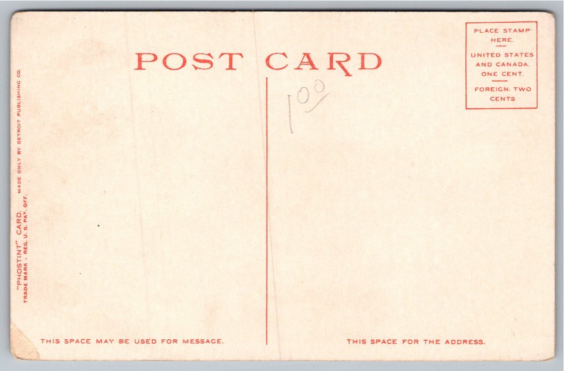 Vintage Denver Union Depot Postcard: Detroit Publishing Phostint - Back / Reverse View