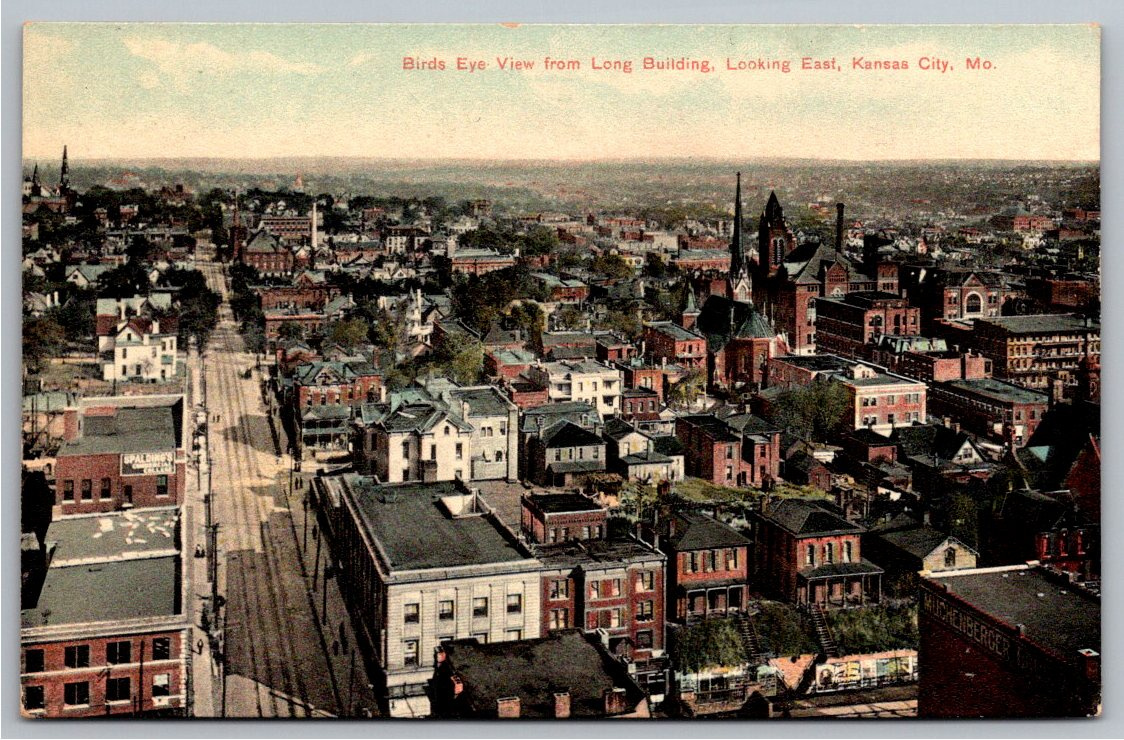 Vintage 1908 Kansas City Postcard: Bird's Eye View From Long