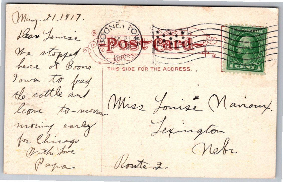Vintage 1917 Boone Iowa High School Postcard | Historic Brick - Back / Reverse View